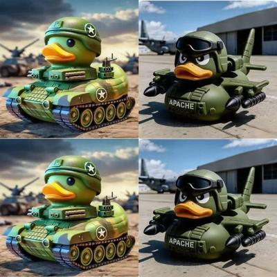 Militäroffizier Ente Panzer Flugzeug Ente Figur Harz Handarbeit