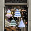 Cartoon Christmas Window Sticker Santa Claus Xmas Tree Double-Sided Glass Sticker Christmas Decoration for Home New Year 2025