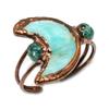 Amazonite Handmade Gemstone Ring, Copper Electroformed Ring Antique Jewelry, Adjustable Ring Engagement Gift