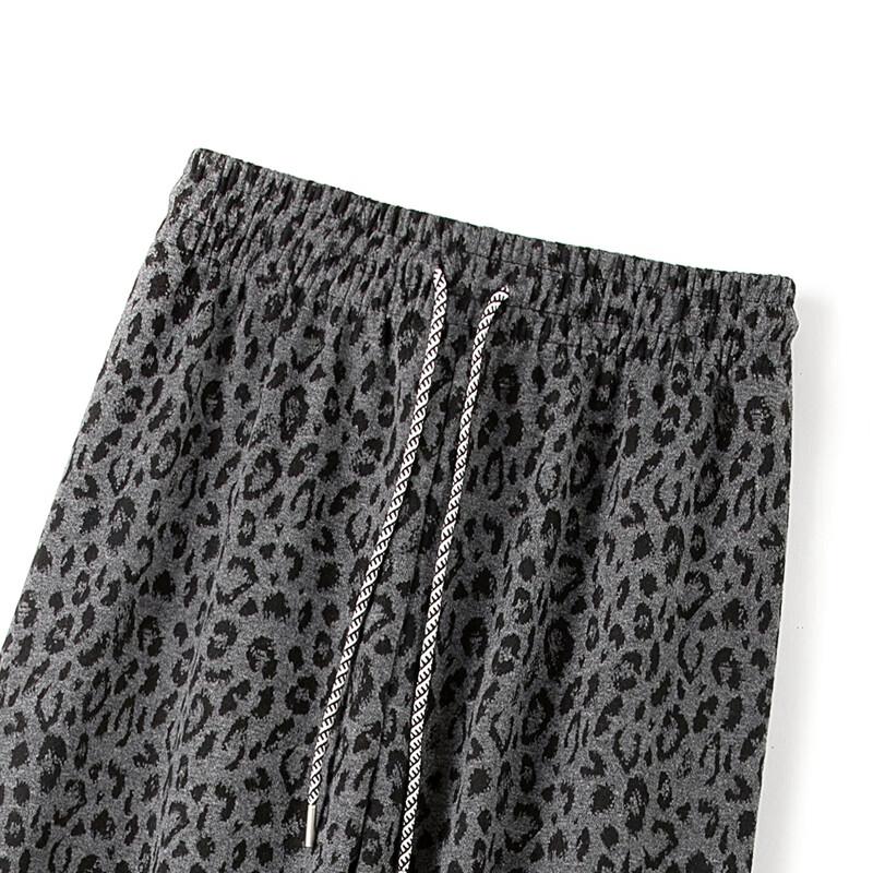 Damen Retro Locker Leopard Print Kordelzug Freizeithose