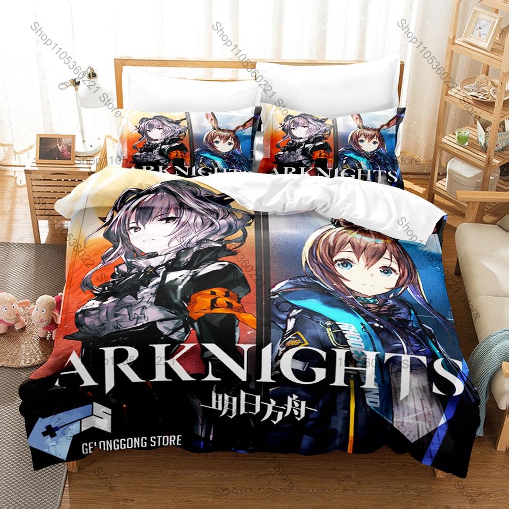 Cool Arknights Anime Game Duvet Cover + 2 Pillowcases 3D Operator Print Polyester Bedding Teen Gaming Bedroom Decor