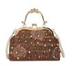 Neue Retro-Stil 3D Blumengesteppte Handtasche Metallverschluss Perlen-Tote Bag Elegante Abendtasche Kette Schulter Crossbody Clutch Tasche