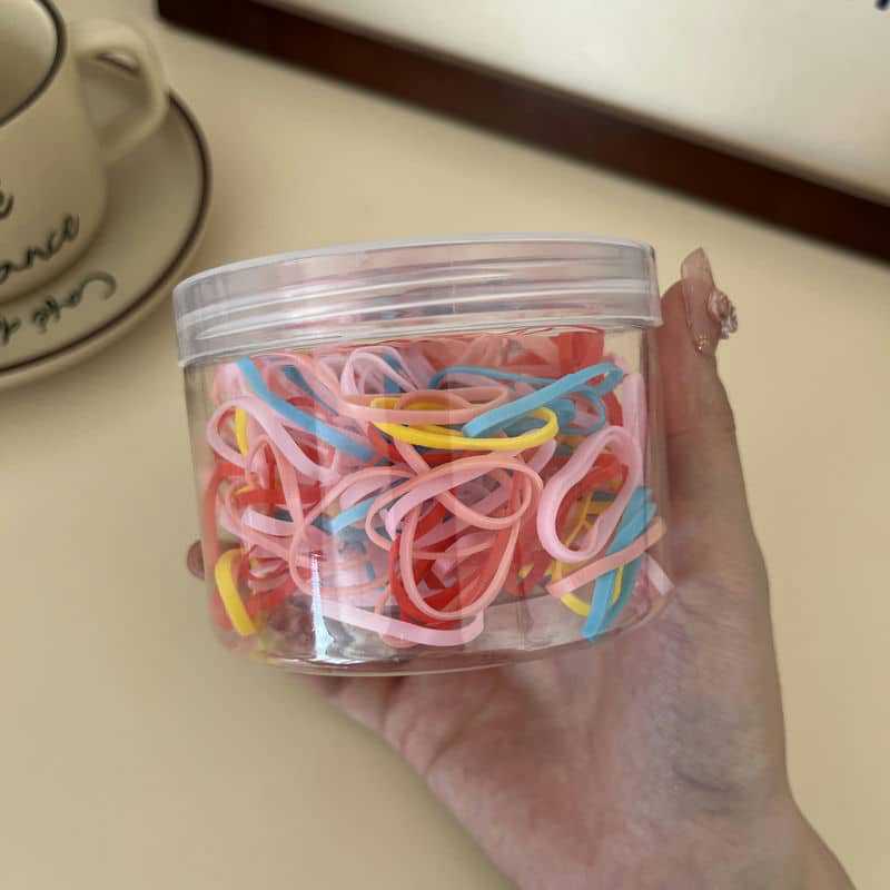 1PC Drum Bulk Disposable Rubber Band Children's Rubber Band Children's Braided Disposable Transparent Color Rubber Band Hair Band