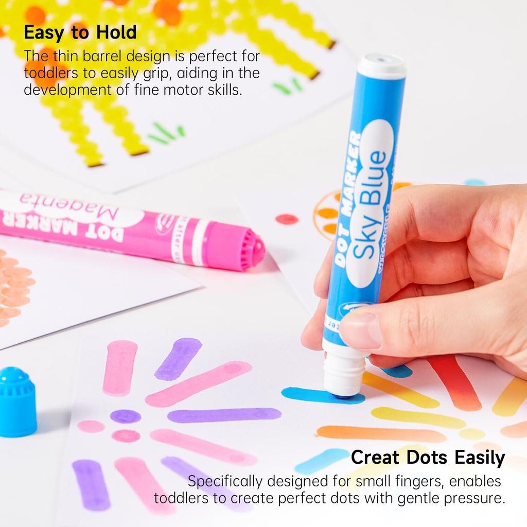 Shuttle Art Dot Marker Color Pen Set of 40 Colors 12ml for Kids Washable Comes with 1 Coloring Book Doodle Easy To Grip Drawing Set Art Supplies Toys