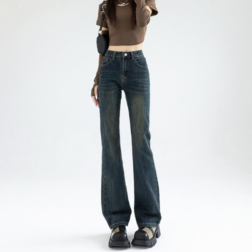 Korean Version of Neutral Washed Micro-horn Jeans Spring and Autumn New Fashionable Versatile Horseshoe Micro-pull Jeans