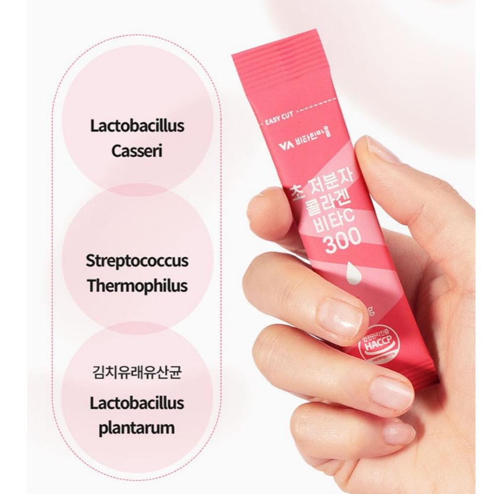Vitamin Village Ultra Low Molecular Collagen Vita C 2g X 30 Sticks / Collagen 1000mg 300 Da / Hyaluron Acid / Probiotics