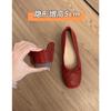 Sheepskin French Small Man Inner Height Increase Leather Shoes Ballet Single Shoes Women's Shallow Mouth Bow One Pedal Single Shoes