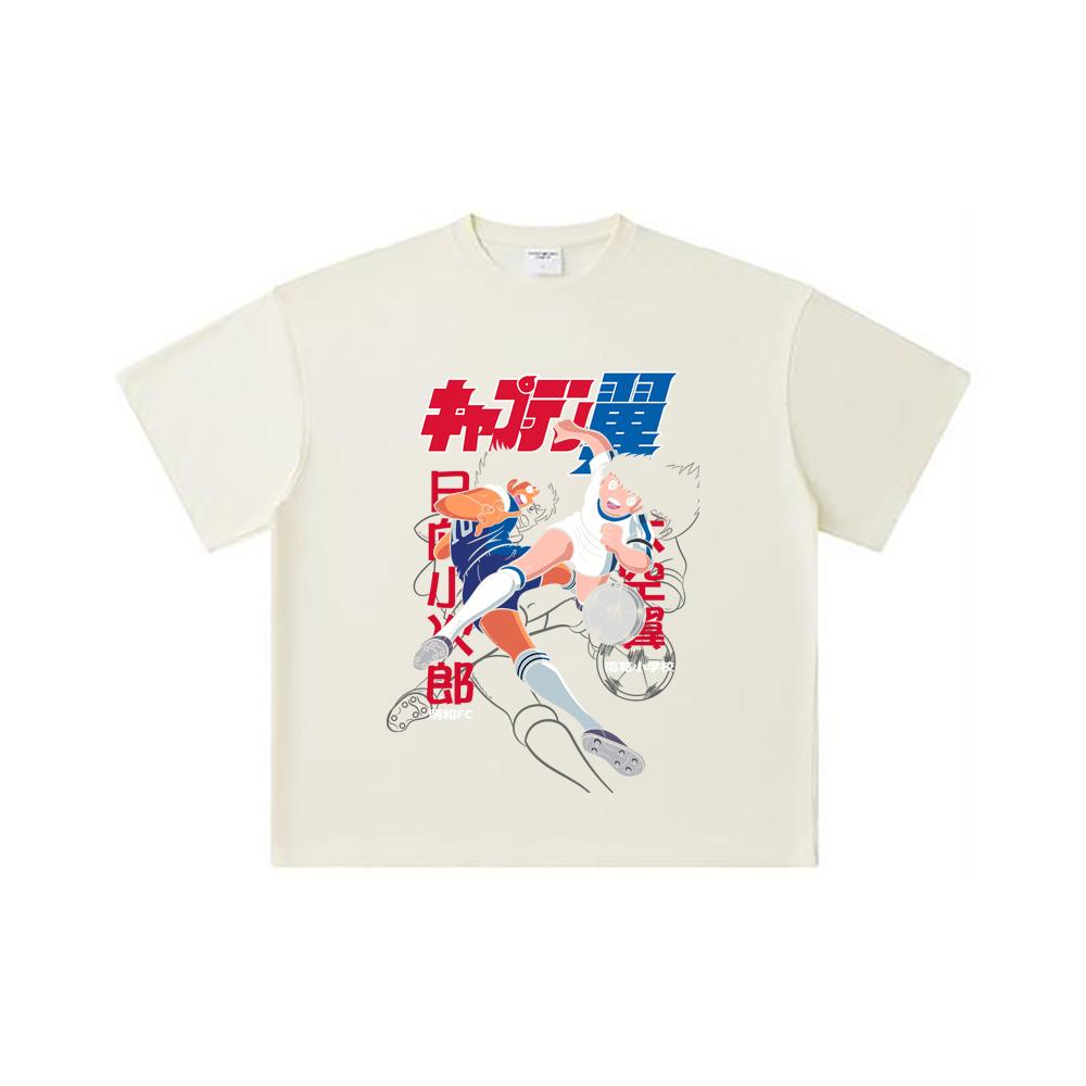 260 GSM Double Yarn 32 Count 100% Cotton Captain Tsubasa V2 Print Unisex Heavy Cotton T Shirt