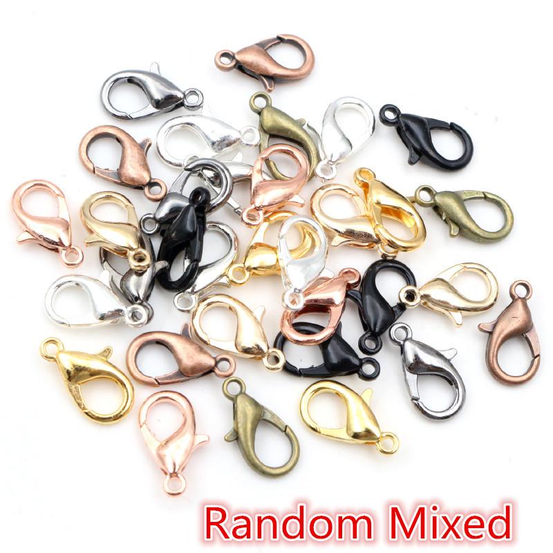 

50pcs Bronze Gold Silver Plated Black Alloy Lobster Clasp Hooks for Necklace Chain DIY Jewelry Making Finding Supplies 10x5mm
