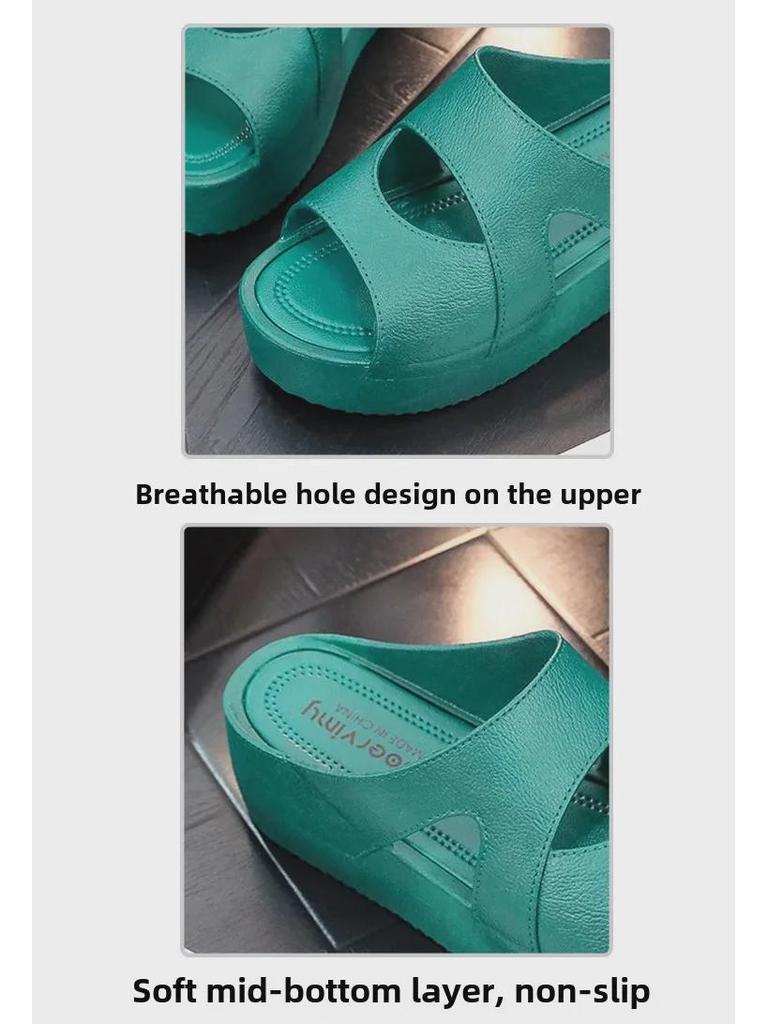 Damen Keilabsatz Slipper Sandalen - Sommermode, Dicke Rutschfeste Sohle