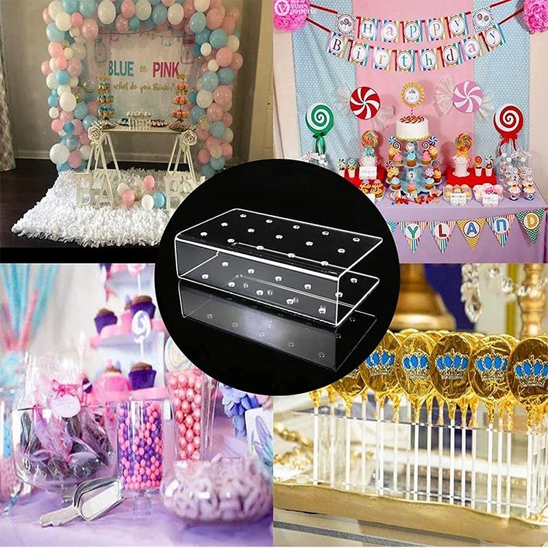 1pc Cake Lollipop 15 Hole Holder Display Stand Acrylic Clear Durable Candy Holder for Wedding Party Birthday Dessert Stand