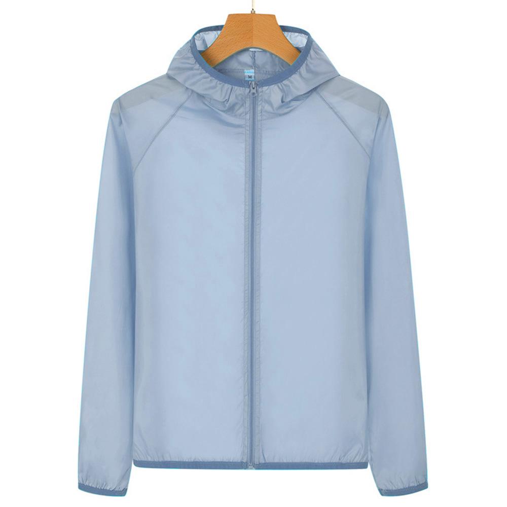 Men's Summer Lightweight Sunscreen Ice Silk Quick Drying Breathable Hooded Zip Up Sun-protection Skin Coat