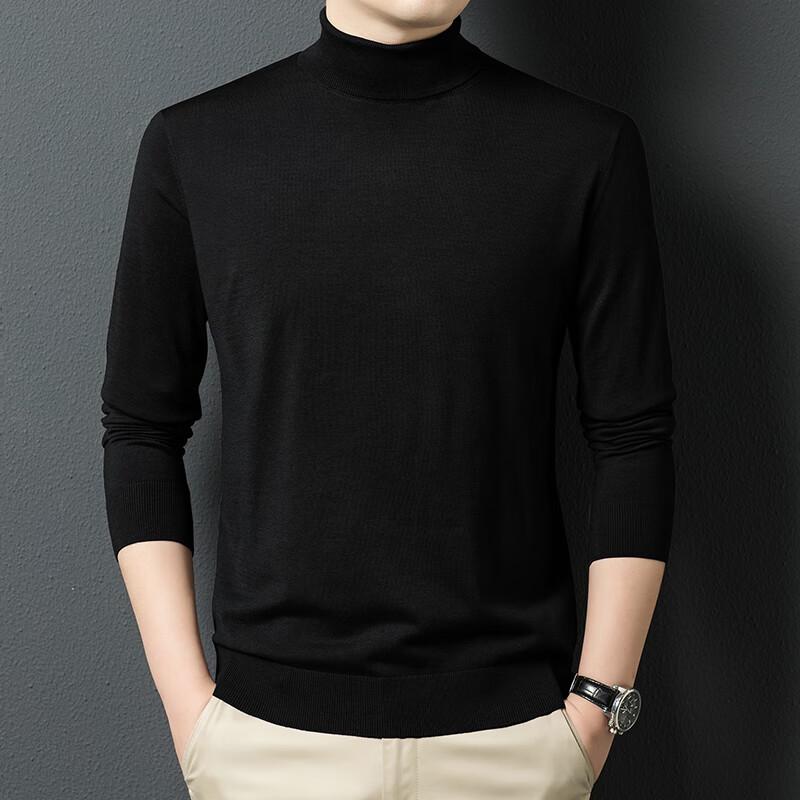 Yiliteng Men's Merino Wool Blend Half-High Collar Knitted Sweater