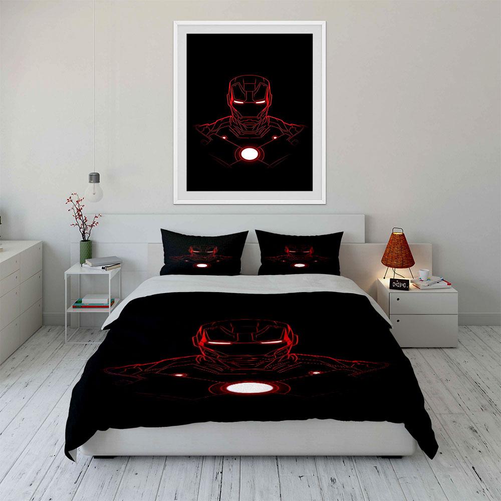 Red Iron Man Helmet. Bedding Sets Duvet Cover Sets Duvet Covers Pillowcases(1 * Duvet Cover 2 * Pillowcases, Without Duvet Insert)