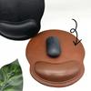 1PC Ergonomic wrist rest faux leather gaming/office mouse pad - non-slip oval desk mat with rubber base, simple wrist rest.