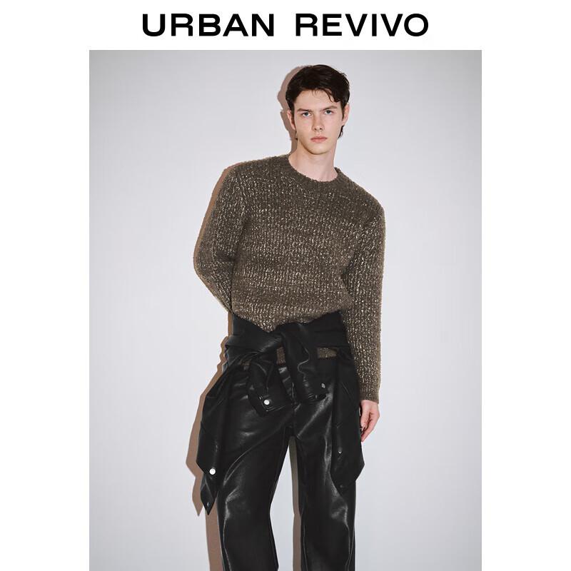 UR Men's Solid Round Neck Long Sleeve Knit Sweater