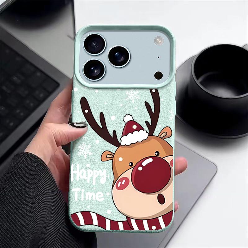 Husă Laser Drăguță cu Imprimeu Elan de Crăciun Pentru iPhone Air 17 16 15 14 13 12 Pro Max 16 15 Plus 13 17 Pro 11 Husă Hard Rezistentă la Șocuri