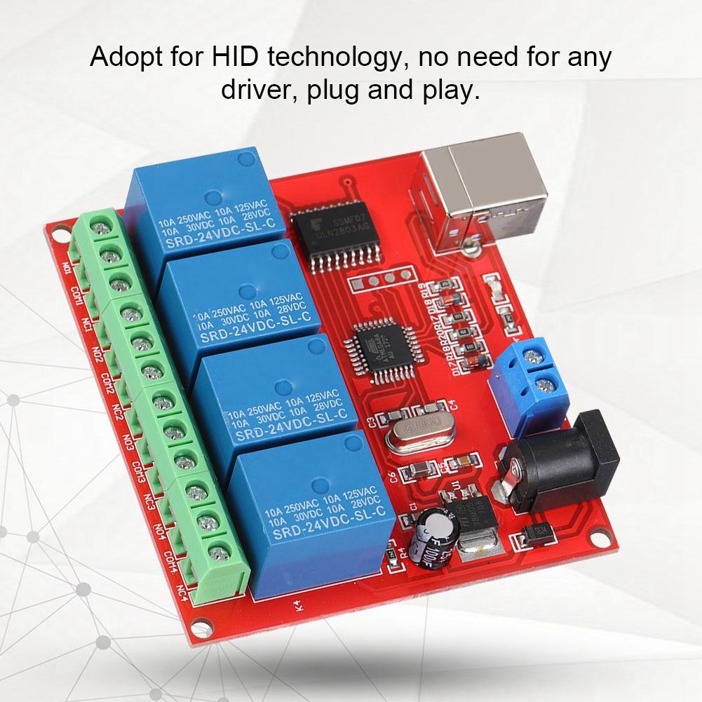 4 Channel 24V Computer USB Smart Switch Controller PC Relay Drive Module Expansion Board