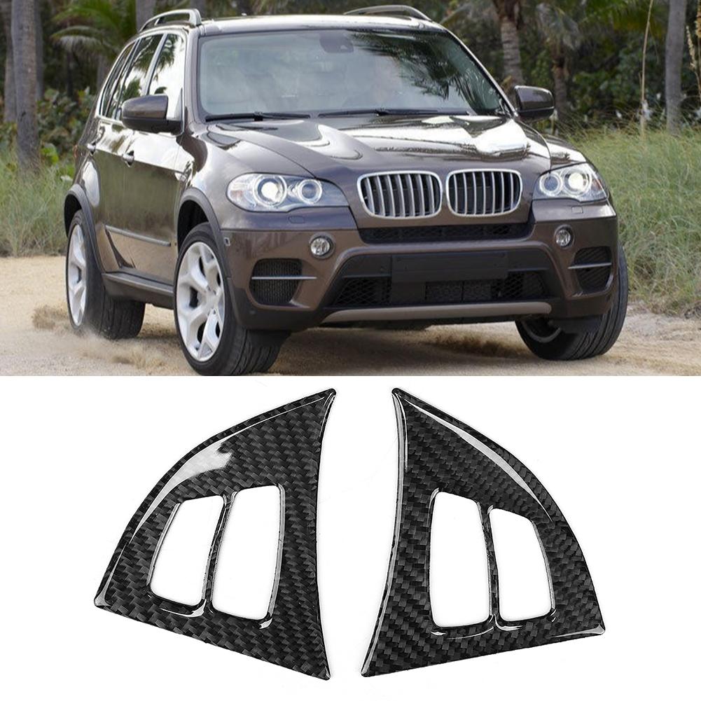 2Pcs Set Carbon Fiber Steering Wheel Frame Cover Trim Left Hand Driving Fit for E70 X5 2008 2013