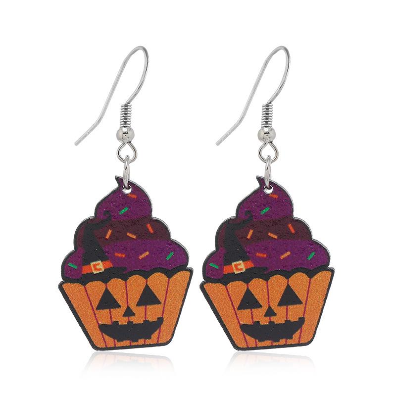 European & American Halloween Pumpkin Cat Candy Basket Earrings