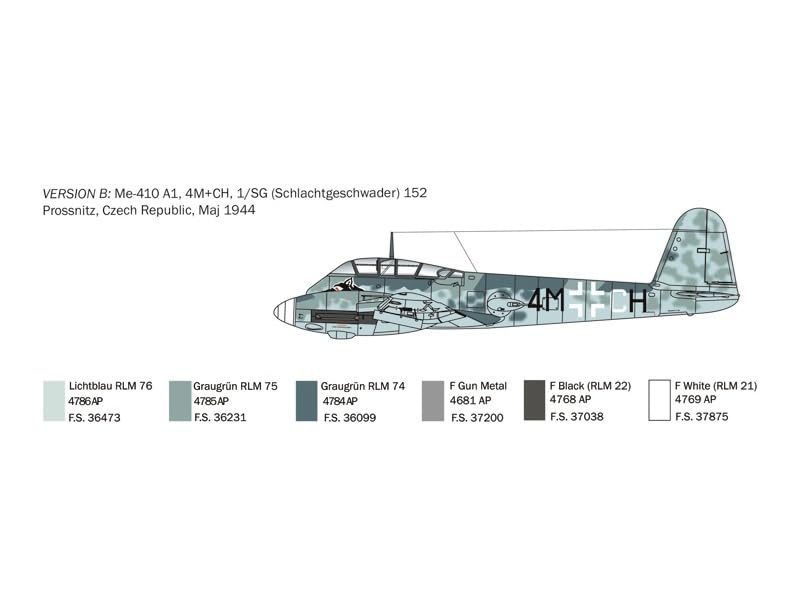 Italeri Airplane Series 074 Me410 Hornisse Plastic Model 37196 1/72 No. A-1 (Airplane)