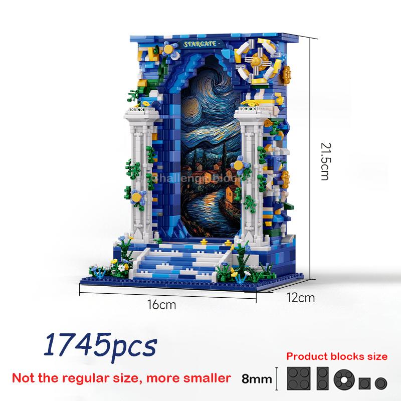 

Fantasy Starry Sky Gate Micro Building Block DIY Home Decoration Creative Assembling Toys World Famous Painting,For Adults Gifts