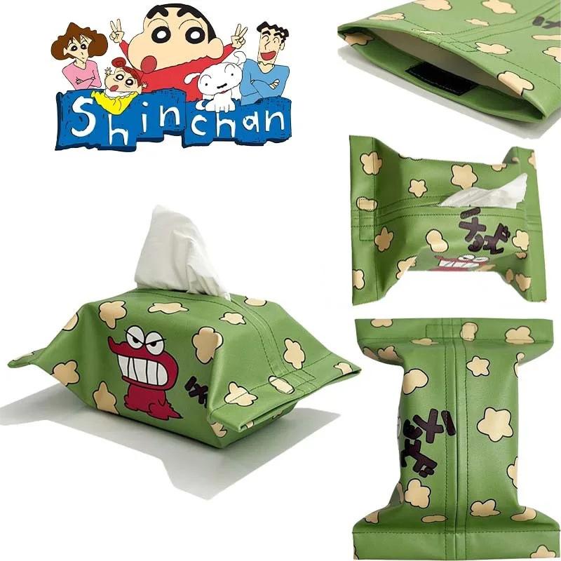 Crayon Shin-Chan Cartoon Tissue Box Leather Wear-Resistant Tissue Box Car Seat Back Sunshade Hanging Tissue-Bag Storage Bag