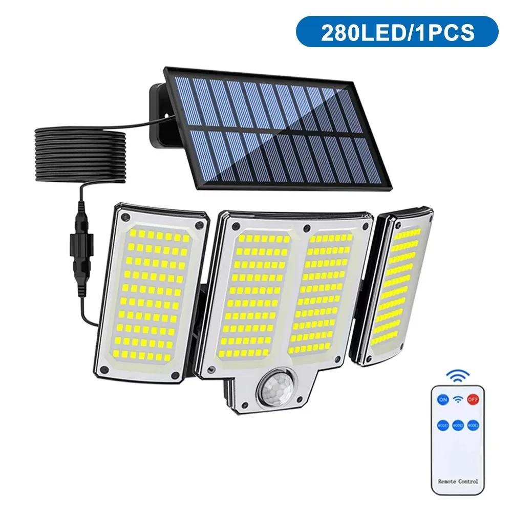 LED Solar Wall Lights with Outdoor Motion Sensor Solar Lamp Solar Flood Lights with 3 Modes Adjustable Lighting Head for Garden