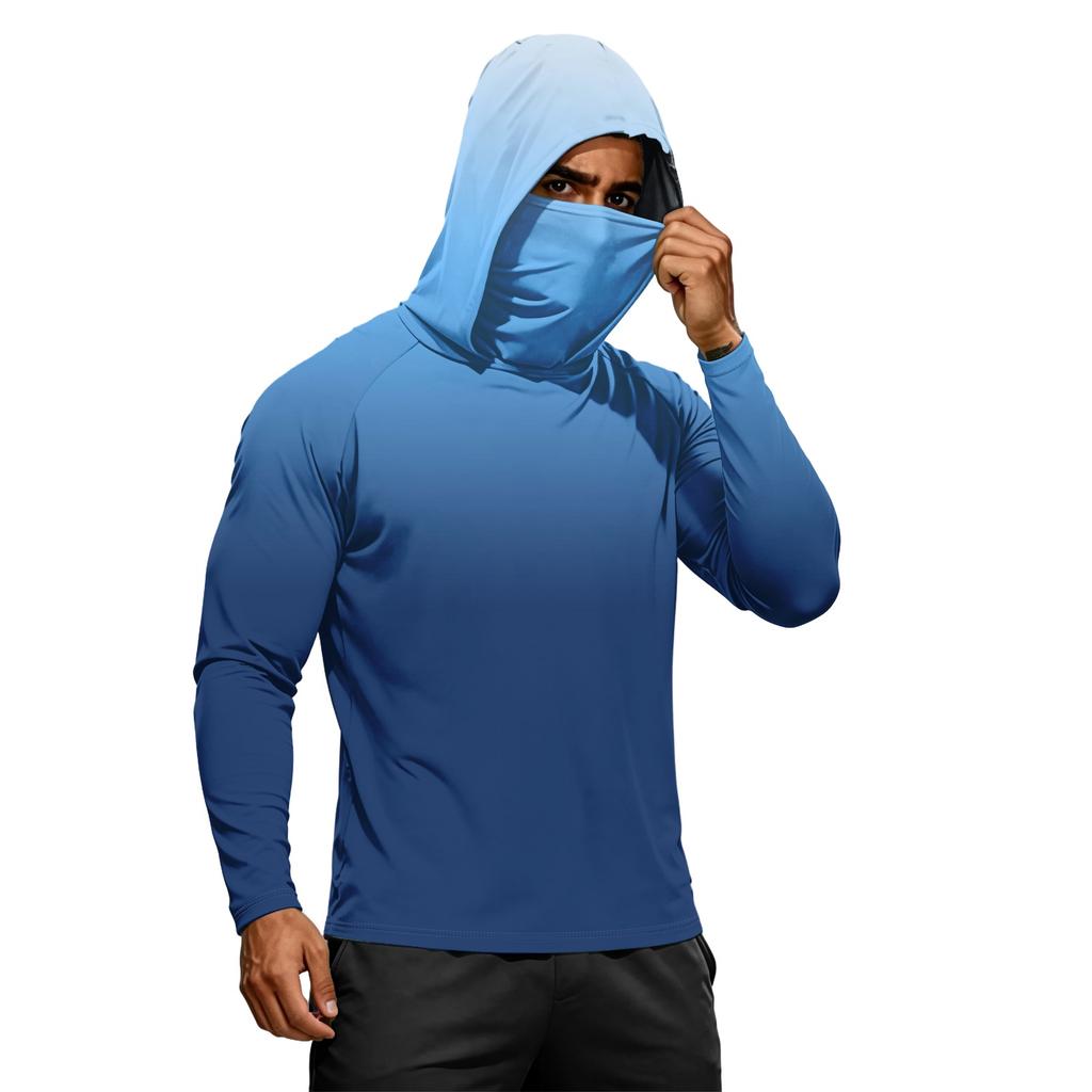 Herren Sommer Langarm Hoodie UPF50+ Sonnenschutz Schnelltrocknend Fitness Sportshirt Leicht Atmungsaktiv Outdoor Activewear