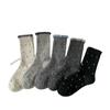 Women's Mid-Calf Polka Dot Warm Wool Socks - Gray, Thick, and Versatile for Winter