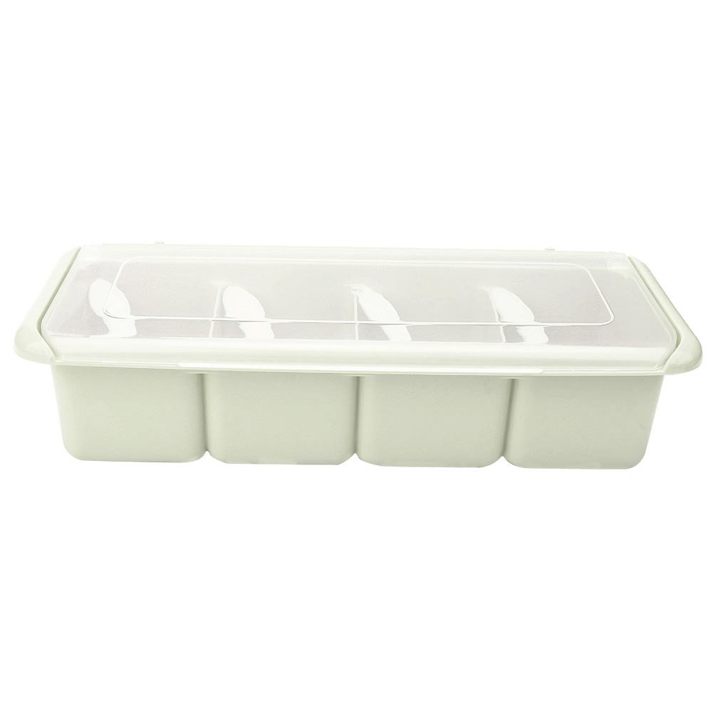4 Compartments Seasoning Box Spice Rack Organizer Condiment Holder Container(Green)