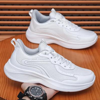 Men's Extra Large Size 50 49 48 EU Autumn Mesh Breathable Lightweight Soft Sole Casual White Sneakers - Versatile for Sports &