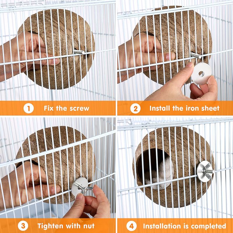 Papagei Kokosnussschale Nest Haustier Vogelnest Hamster Eichhörnchen Zuchtnest Kanarienvogel Lerchenhaus Hängendes Ornament Für Garten Hof Haustierbedarf