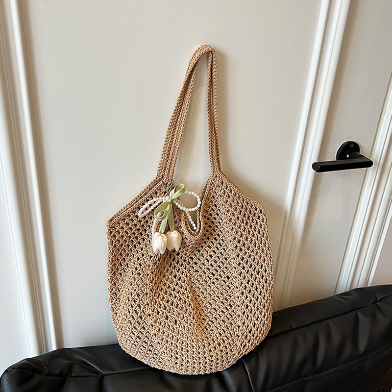 Women Knitting Shoulder Bag Solid Color Aesthetic Hobo Bag Large Capacity Crochet Tote Bag Ladies Daily Handbag KTB 37x2x34cm 1670₽