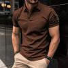 Mens Turn Down Collar Button Short Sleeve Solid Casual Sports Polo Shirt
