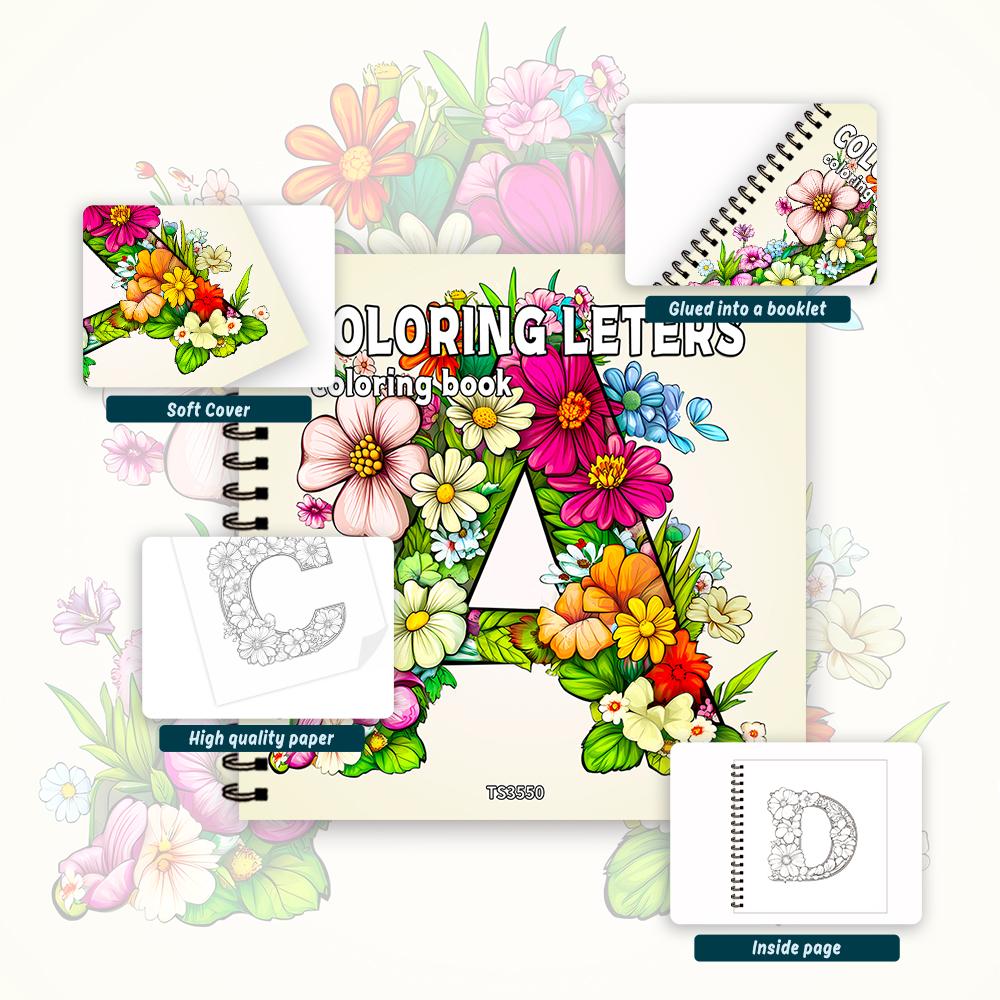 Alphabet Coloring Book, Fun Letters, Teen Coloring Book, Various Patterns, 100g Heavyweight Paper, Stress Relief, Birthday Gift