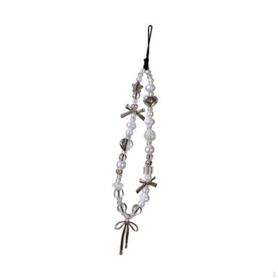 Bow Beaded Phone Charm Lanyard Fashion Wallet Decoration Cute Case Keychain Pendant