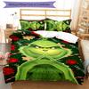 3-delige Kerst Jack & The Grinch patroon beddengoedset dekbedovertrekset bevat dekbedovertrek & kussenslopen, perfecte seizoensgebonden slaapkamerdecoratie & cadeau