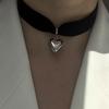 Classic Gothic Tattoo Velvet Choker Necklace Red Zircon Heart Pendant Necklaces For Women Jewelry Valentine's Gift N0544