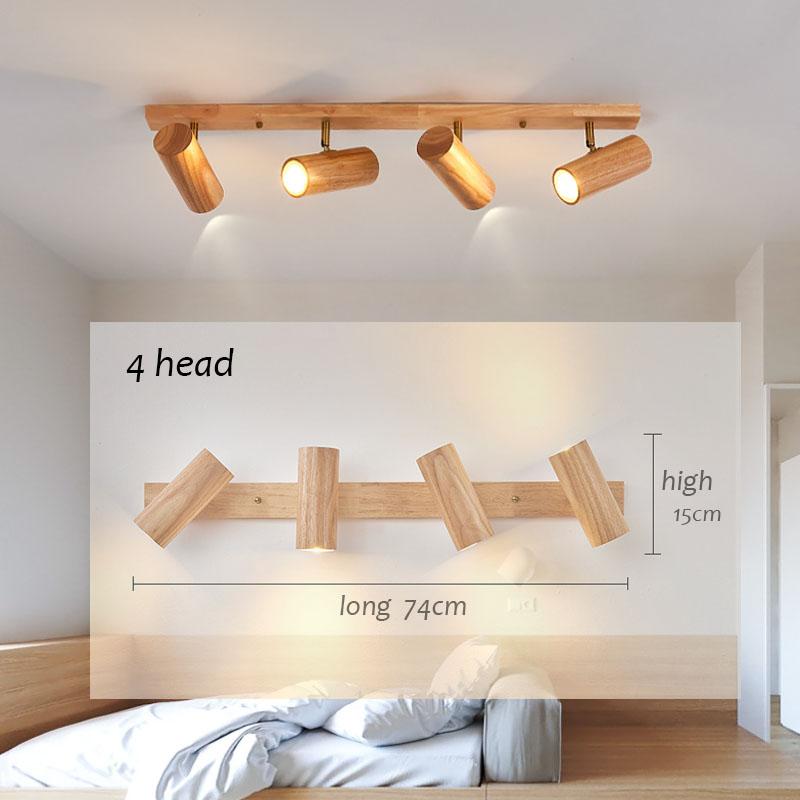 Simple Nordic Wood Spotlights Indoor Lighting Ficture for Living Room, TV Wall, Clothing Store Track Lamp, LED Light Hoom Decor