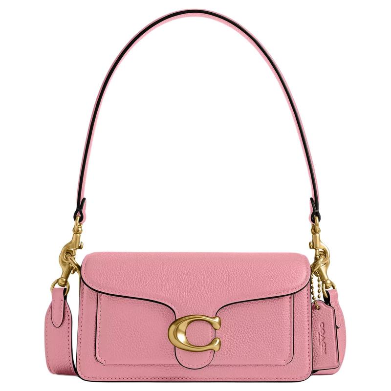 Coach Tabby 20 Logo Snap Fastening Polished Pebbled Leather Handy Crossbody Shoulder Bag Small Women's Pink