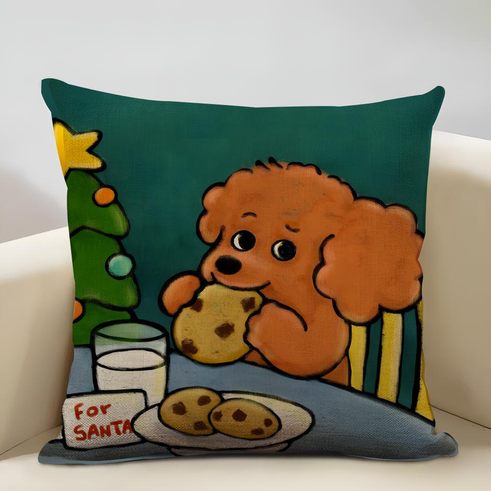 Puppy Life Cushion Cover Household Decoration Linen Sofa Cushion Cover: Skin-Friendly & Breathable With Invisible Zipper