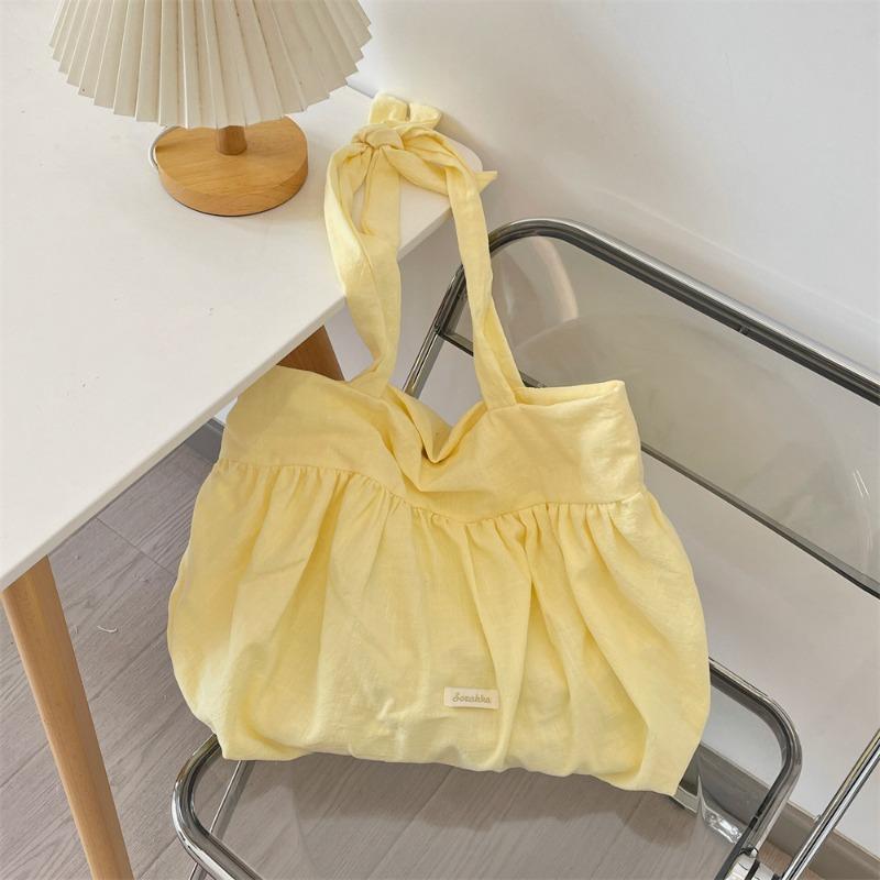 Pleated Buckle Shoulder Strap Shoulder Bag Design Canvas Bag Women's Shopping Commuter Bag