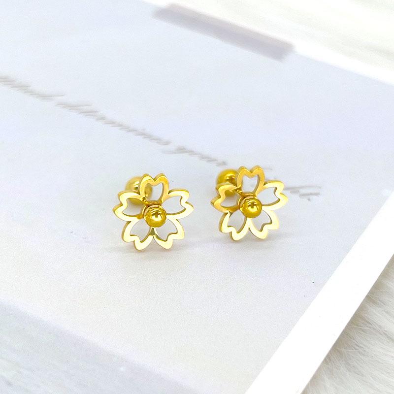 Korean Style Four-Leaf Clover Stainless Steel Ear Stud Earrings for Women