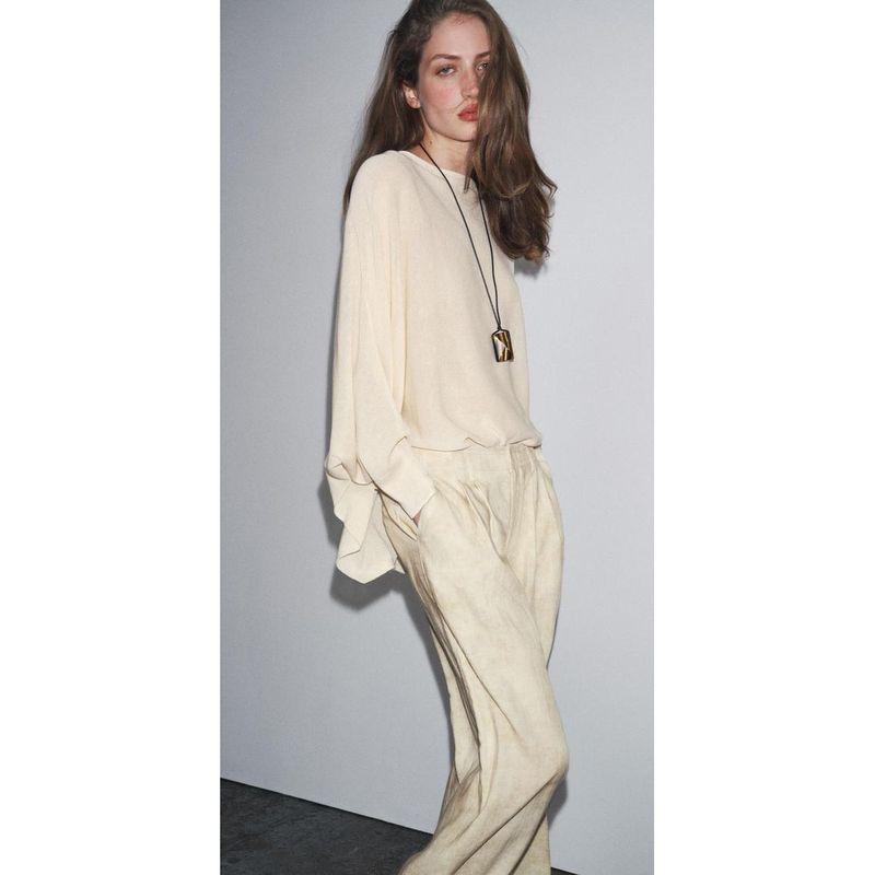 Zbzr Spring New Women clothes Western Style Fashion Temperament Simple Loose Plain Stitch Knit 3920105