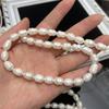 Natural Freshwater White Rice Pearl Beads 8-9mm 36cm Full Drilled Large Millet Oval Pearl Strand For Daily Statement Necklace DIY Jewelry Making
