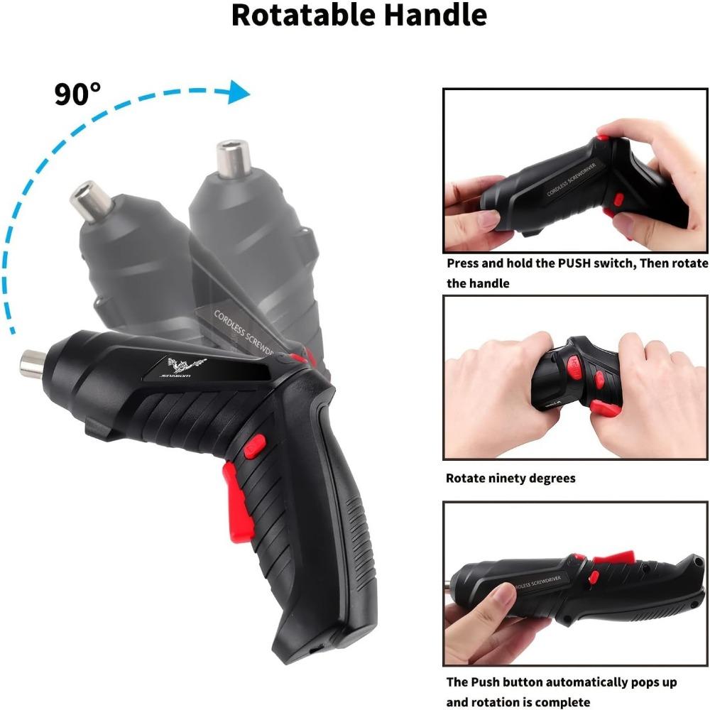 8 In 1 Electric Screwdriver, 3.6V Cordless Drill Screwdriver Rechargeable, 3.5N·m Max Torque Electric Screw Gun with 6 Accessory