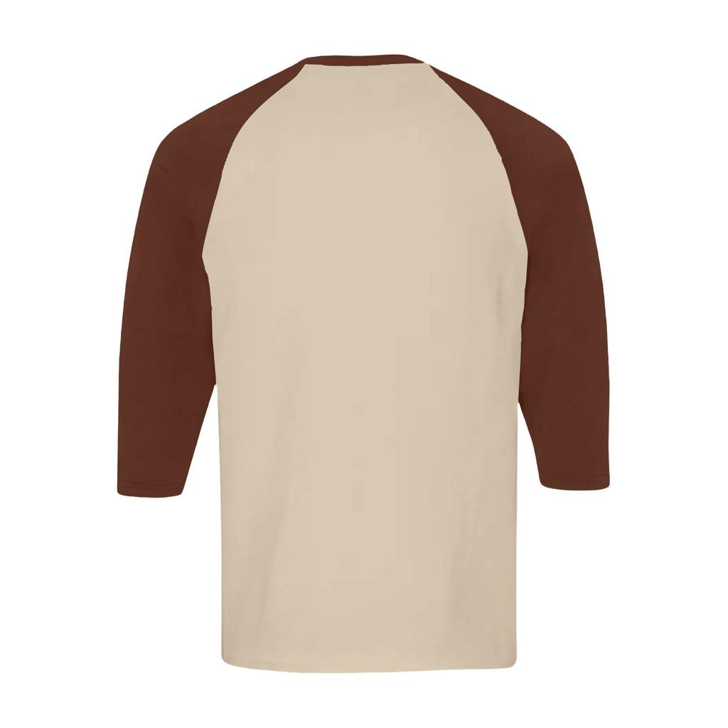 Men's Button-Down Contrast Raglan 3/4 Sleeve Top