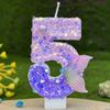 1pc Purple Mermaid Tail Glitter 0-9 Number Candle Decoration Anniversaire Birthday Party Candle Cake Decoration Toos for Girls