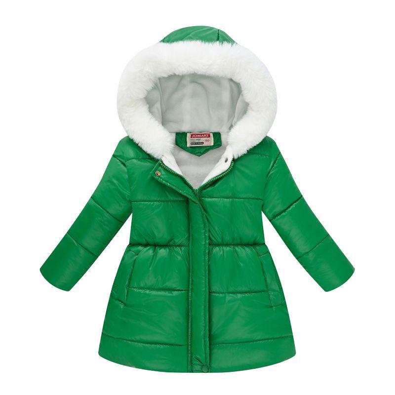 4-12 Years Kids Girls Winter Warm Winproof Hooded Coat Mid Length Jacket